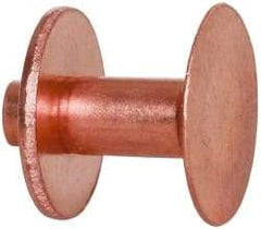 Made in USA - #8 Wire Body Diam, Flat Copper Belt Rivet with Washer - 1/2" Length Under Head, 1/2" Head Diam - Industrial Tool & Supply