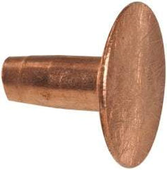Made in USA - #10 Wire Body Diam, Flat Copper Belt Rivet with Washer - 3/8" Length Under Head, 7/16" Head Diam - Industrial Tool & Supply