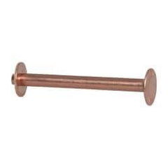 Made in USA - #12 Wire Body Diam, Flat Copper Belt Rivet with Washer - 1-1/2" Length Under Head, 3/8" Head Diam - Industrial Tool & Supply