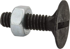 Value Collection - 1/4-20, 1" Overall Length, 23/32" Head Diam, Steel Elevator Bolt - Uncoated, Ribbed Head, UNC Thread, Grade 2 - Industrial Tool & Supply