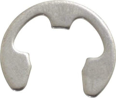 Rotor Clip - 0.396" Groove Diam, 1/2" Shaft Diam, Stainless Steel, E Style External Retaining Rings - 0.046" Groove Width, 0.052" Groove Depth, 0.042" Ring Thickness, Grade 15-7 Grade 632 - Industrial Tool & Supply