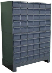 Durham - 60 Bin Drawer Cabinet System - 17-1/4 Inch Overall Depth x 48 Inch Overall Height, Gray Steel Bins - Industrial Tool & Supply