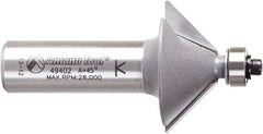 Amana Tool - 1-1/4" Cut Diam, 1/2" Length of Cut, 2 Flute Chamfer Edge Profile Router Bit - Carbide-Tipped, 1/2" Shank Diam, 2-3/8" OAL, Uncoated - Industrial Tool & Supply