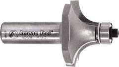 Amana Tool - 1-1/2" Cut Diam, 3/4" Length of Cut, 2 Flute Round-Over Edge Profile Router Bit - Carbide-Tipped, 1/2" Shank Diam, 2-5/8" OAL, Uncoated - Industrial Tool & Supply