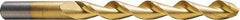 Cleveland - #25 118° High Speed Steel Jobber Drill - TiN Finish, Right Hand Cut, Parabolic Flute, Straight Shank, 3" OAL, Notched Point - Industrial Tool & Supply