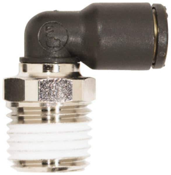 Coilhose Pneumatics - 5/32" OD, 10-32 NPT, Glass Reinforced Nylon/Nickel Plated Brass Push-to-Connect Male Swivel Elbow - 225 Max psi - Industrial Tool & Supply