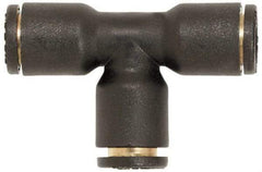 Coilhose Pneumatics - 1/4" OD, Glass Reinforced Nylon Push-to-Connect Union Tee - 225 Max psi, Tube to Tube - Industrial Tool & Supply