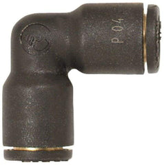 Coilhose Pneumatics - 1/2" OD, Glass Reinforced Nylon Push-to-Connect Union Elbow - 225 Max psi, Black - Industrial Tool & Supply