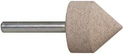 Cratex - 1-1/8" Head Diam x 1-1/8" Thickness, A13, Pointed Cylinder End, Aluminum Oxide Mounted Point - Medium Grade, 80 Grit, 25,500 RPM - Industrial Tool & Supply