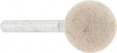 Cratex - 1" Head Diam x 1" Thickness, A25, Ball End, Aluminum Oxide Mounted Point - Medium Grade, 80 Grit, 22,120 RPM - Industrial Tool & Supply