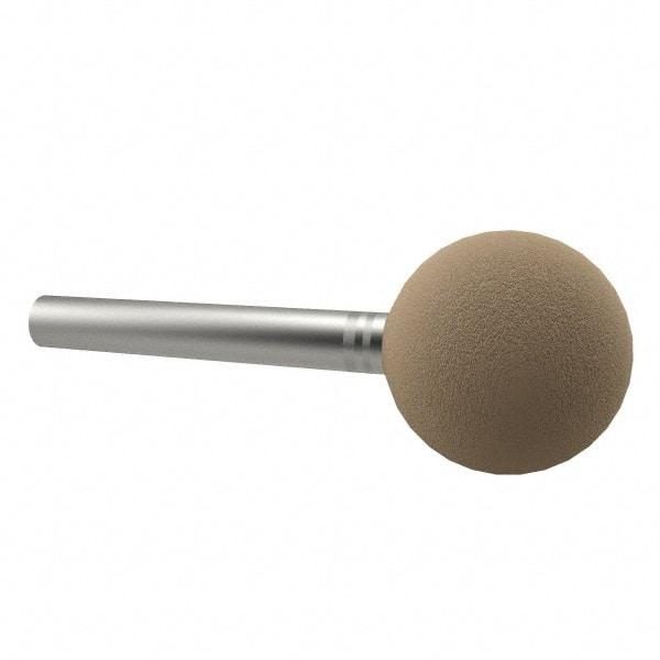 Cratex - 5/8" Head Diam x 5/8" Thickness, A26, Ball End, Aluminum Oxide Mounted Point - Fine Grade, 120 Grit, 35,250 RPM - Industrial Tool & Supply
