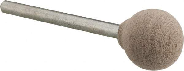 Cratex - 1/2" Head Diam x 1/2" Thickness, B121, Ball End, Aluminum Oxide Mounted Point - Fine Grade, 120 Grit, 21,000 RPM - Industrial Tool & Supply