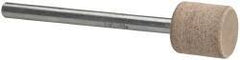 Cratex - 3/8" Head Diam x 3/8" Thickness, W175, Cylinder End, Aluminum Oxide Mounted Point - Fine Grade, 120 Grit, 24,150 RPM - Industrial Tool & Supply