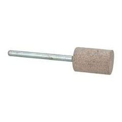 Cratex - 1/2" Head Diam x 3/4" Thickness, W186, Cylinder End, Aluminum Oxide Mounted Point - Medium Grade, 80 Grit, 12,750 RPM - Industrial Tool & Supply