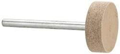 Cratex - 3/4" Head Diam x 1/4" Thickness, W201, Cylinder End, Aluminum Oxide Mounted Point - Fine Grade, 120 Grit, 17,400 RPM - Industrial Tool & Supply