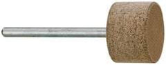 Cratex - 3/4" Head Diam x 1/2" Thickness, W203, Cylinder End, Aluminum Oxide Mounted Point - Medium Grade, 80 Grit, 15,750 RPM - Industrial Tool & Supply