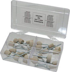 Cratex - 28 Piece Rubber Mounted Abrasive Wheel Set - Includes Shapes B121, B42, B52, W176, W185 & W202 - Industrial Tool & Supply