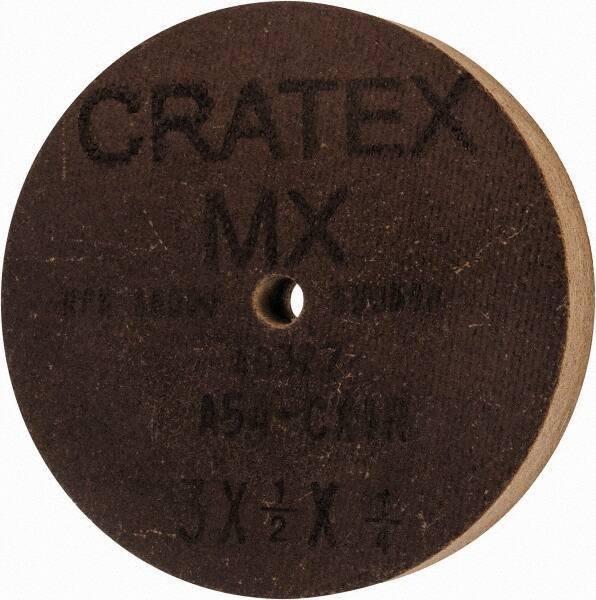 Cratex - 3" Diam x 1/4" Hole x 1/2" Thick, 54 Grit Surface Grinding Wheel - Aluminum Oxide, Type 1, Coarse Grade, 18,080 Max RPM, No Recess - Industrial Tool & Supply