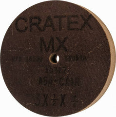 Cratex - 3" Diam x 1/4" Hole x 1/2" Thick, 54 Grit Surface Grinding Wheel - Aluminum Oxide, Type 1, Coarse Grade, 18,080 Max RPM, No Recess - Industrial Tool & Supply