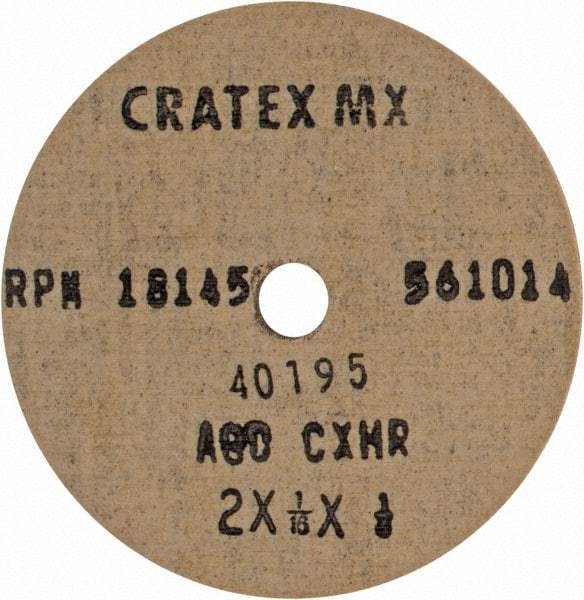 Cratex - 2" Diam x 1/4" Hole x 1/16" Thick, 80 Grit Surface Grinding Wheel - Aluminum Oxide, Type 1, Medium Grade, 18,145 Max RPM, No Recess - Industrial Tool & Supply