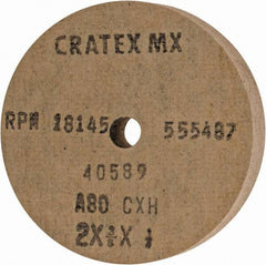 Cratex - 2" Diam x 1/4" Hole x 3/8" Thick, 80 Grit Surface Grinding Wheel - Aluminum Oxide, Type 1, Medium Grade, 18,145 Max RPM, No Recess - Industrial Tool & Supply