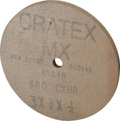 Cratex - 3" Diam x 1/4" Hole x 1/8" Thick, 80 Grit Surface Grinding Wheel - Aluminum Oxide, Type 1, Medium Grade, 12,095 Max RPM, No Recess - Industrial Tool & Supply