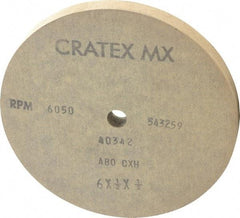 Cratex - 6" Diam x 1/2" Hole x 1/2" Thick, 80 Grit Surface Grinding Wheel - Aluminum Oxide, Type 1, Medium Grade, 6,050 Max RPM, No Recess - Industrial Tool & Supply