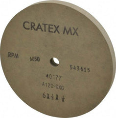Cratex - 6" Diam x 1/2" Hole x 1/2" Thick, 120 Grit Surface Grinding Wheel - Aluminum Oxide, Type 1, Fine Grade, 6,050 Max RPM, No Recess - Industrial Tool & Supply