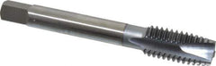 OSG - 1/2-13 UNC, 3 Flute, TiCN Finish, High Speed Steel Spiral Point Tap - Plug Chamfer, Right Hand Thread, 3-3/8" OAL, 2" Thread Length, 3B Class of Fit, Series 105 - Exact Industrial Supply