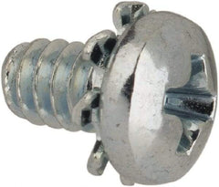 Value Collection - #4-40 UNC, 3/16" Length Under Head Phillips Drive Machine Screw - Pan Head, Grade J82 Steel, Zinc-Plated Finish, External Tooth - Industrial Tool & Supply