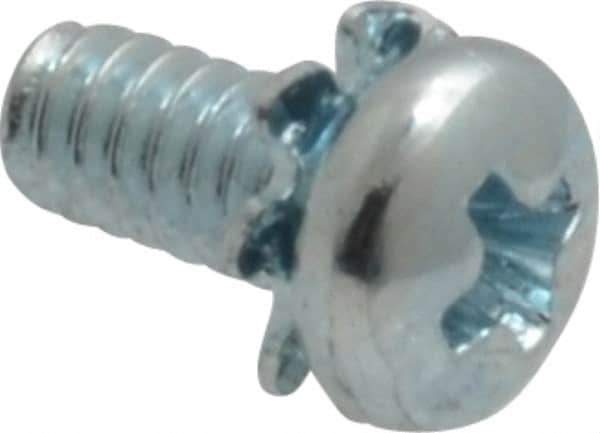 Value Collection - #4-40 UNC, 1/4" Length Under Head Phillips Drive Machine Screw - Pan Head, Grade J82 Steel, Zinc-Plated Finish, External Tooth - Industrial Tool & Supply