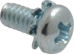 Value Collection - #4-40 UNC, 1/4" Length Under Head Phillips Drive Machine Screw - Pan Head, Grade J82 Steel, Zinc-Plated Finish, External Tooth - Industrial Tool & Supply
