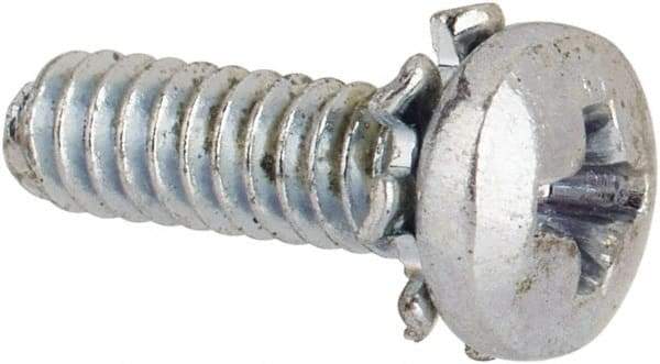 Value Collection - #4-40 UNC, 3/8" Length Under Head Phillips Drive Machine Screw - Pan Head, Grade J82 Steel, Zinc-Plated Finish, External Tooth - Industrial Tool & Supply