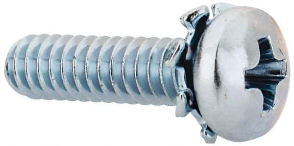 Value Collection - #4-40 UNC, 7/16" Length Under Head Phillips Drive Machine Screw - Pan Head, Grade J82 Steel, Zinc-Plated Finish, External Tooth - Industrial Tool & Supply