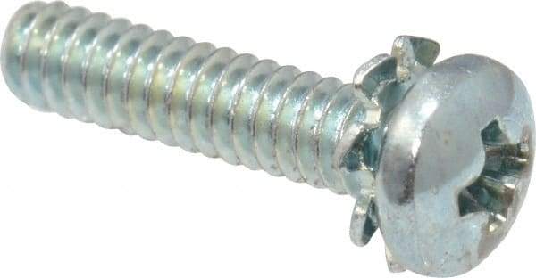 Value Collection - #4-40 UNC, 1/2" Length Under Head Phillips Drive Machine Screw - Pan Head, Grade J82 Steel, Zinc-Plated Finish, External Tooth - Industrial Tool & Supply