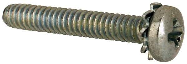 Value Collection - #4-40 UNC, 3/4" Length Under Head Phillips Drive Machine Screw - Pan Head, Grade J82 Steel, Zinc-Plated Finish, External Tooth - Industrial Tool & Supply