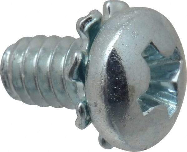 Value Collection - #6-32 UNC, 1/4" Length Under Head Phillips Drive Machine Screw - Pan Head, Grade J82 Steel, Zinc-Plated Finish, External Tooth - Industrial Tool & Supply