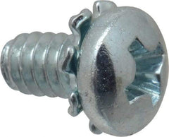 Value Collection - #6-32 UNC, 1/4" Length Under Head Phillips Drive Machine Screw - Pan Head, Grade J82 Steel, Zinc-Plated Finish, External Tooth - Industrial Tool & Supply