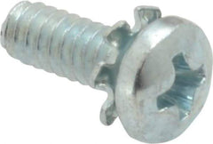 Value Collection - #6-32 UNC, 3/8" Length Under Head Phillips Drive Machine Screw - Pan Head, Grade J82 Steel, Zinc-Plated Finish, External Tooth - Industrial Tool & Supply