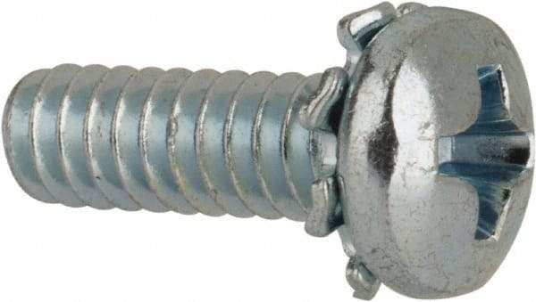 Value Collection - #6-32 UNC, 7/16" Length Under Head Phillips Drive Machine Screw - Pan Head, Grade J82 Steel, Zinc-Plated Finish, External Tooth - Industrial Tool & Supply