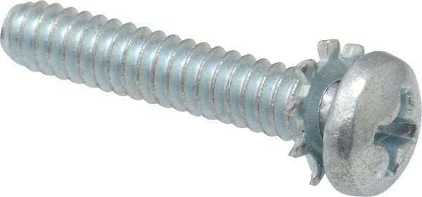 Value Collection - #6-32 UNC, 3/4" Length Under Head Phillips Drive Machine Screw - Pan Head, Grade J82 Steel, Zinc-Plated Finish, External Tooth - Industrial Tool & Supply