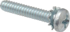 Value Collection - #6-32 UNC, 3/4" Length Under Head Phillips Drive Machine Screw - Pan Head, Grade J82 Steel, Zinc-Plated Finish, External Tooth - Industrial Tool & Supply