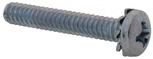 Value Collection - #6-32 UNC, 7/8" Length Under Head Phillips Drive Machine Screw - Pan Head, Grade J82 Steel, Zinc-Plated Finish, External Tooth - Industrial Tool & Supply