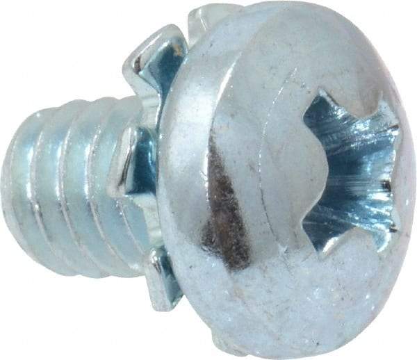 Value Collection - #8-32 UNC, 1/4" Length Under Head Phillips Drive Machine Screw - Pan Head, Grade J82 Steel, Zinc-Plated Finish, External Tooth - Industrial Tool & Supply
