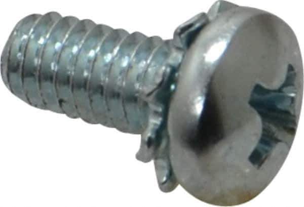 Value Collection - #8-32 UNC, 3/8" Length Under Head Phillips Drive Machine Screw - Pan Head, Grade J82 Steel, Zinc-Plated Finish, External Tooth - Industrial Tool & Supply