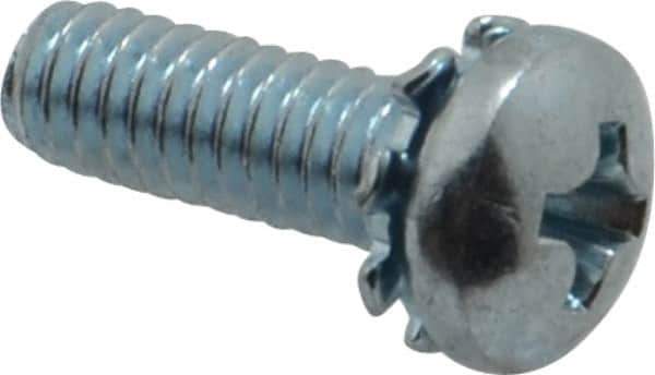 Value Collection - #8-32 UNC, 1/2" Length Under Head Phillips Drive Machine Screw - Pan Head, Grade J82 Steel, Zinc-Plated Finish, External Tooth - Industrial Tool & Supply