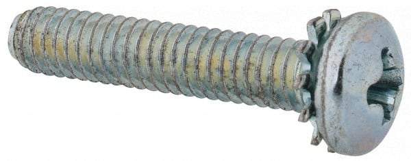 Value Collection - #8-32 UNC, 7/8" Length Under Head Phillips Drive Machine Screw - Pan Head, Grade J82 Steel, Zinc-Plated Finish, External Tooth - Industrial Tool & Supply