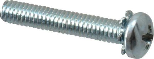 Value Collection - #8-32 UNC, 1" Length Under Head Phillips Drive Machine Screw - Pan Head, Grade J82 Steel, Zinc-Plated Finish, External Tooth - Industrial Tool & Supply