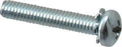 Value Collection - #8-32 UNC, 1" Length Under Head Phillips Drive Machine Screw - Pan Head, Grade J82 Steel, Zinc-Plated Finish, External Tooth - Industrial Tool & Supply