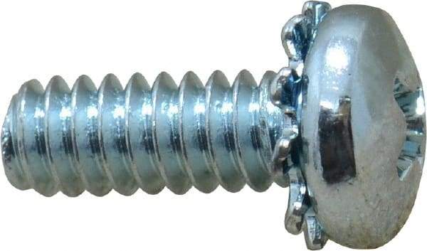 Value Collection - #10-24 UNC, 1/2" Length Under Head Phillips Drive Machine Screw - Pan Head, Grade J82 Steel, Zinc-Plated Finish, External Tooth - Industrial Tool & Supply